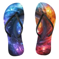 Dark rainbow doughnut rave flip flops