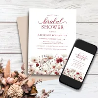 Elegant Boho Summer Fall Wildflower Bridal Shower Invitation
