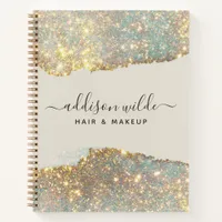 Holographic Signature Script Modern Glam Glitter Notebook