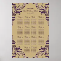 Rustic Purple Gold seating plan poster