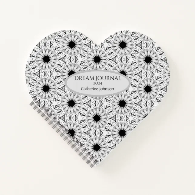 Heart-shaped Black and White Notebook Journal