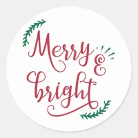 merry and bright Christmas Holiday Classic Round Sticker