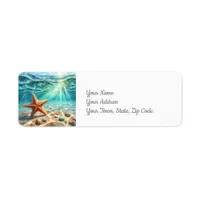 Starfish Under the Sea Coastal Beach Label