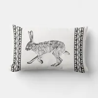 Southwestern Jackrabbit and Geometric Mountains Lumbar Pillow