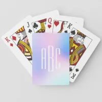 Pastel Pink Blue Holographic Three Letter Monogram Poker Cards