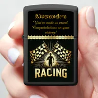 Racing flags wave as determination lights the way zippo lighter