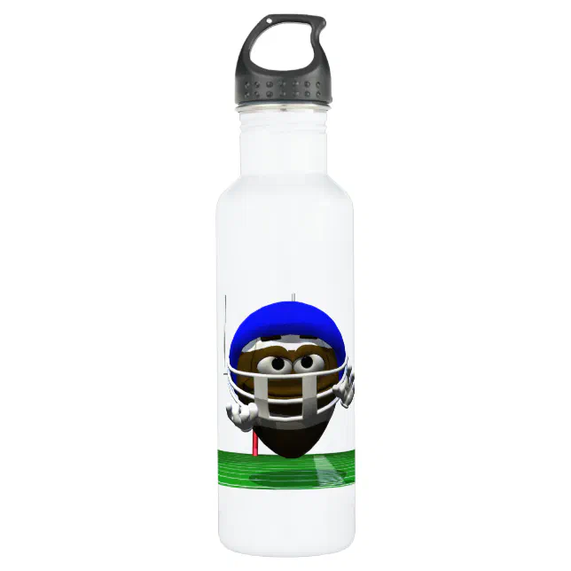 Funny Cartoon Football in a Helmet Stainless Steel Water Bottle