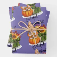 Thankful & grateful set of 3 wrapping paper sheets