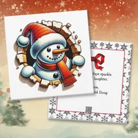 Cute 3-d Snowman Personalized Christmas Holiday Card