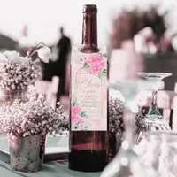 Rose Garden Wedding Cheers Pink ID764 Bottle Hanger Tag