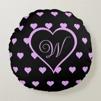 Fun and Flirty Pink Hearts Personalized  Round Pillow