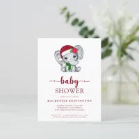 Cute Christmas Elephant Baby Shower Invitation Postcard