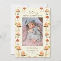 Cute Little Mushrooms Photo Birth Announcement