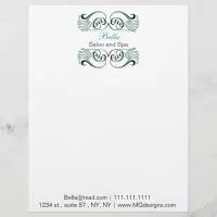 aqua  black and white Chic Business letterheads Letterhead