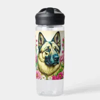 ... in Pink Flowers Ai Art Water Bottle