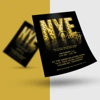 Budget Gold Disco Glitter New Years Eve FLYER