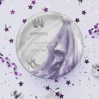 Silver Purple Dress Princess Quinceañera  Paper Plates