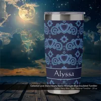 Celestial Love Stars Hearts Name Midnight Blue Insulated Tumbler