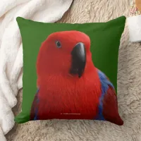 Beautiful "Lady in Red" Eclectus Parrot Bird Throw Pillow