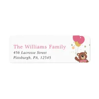 Baby Girl Shower Chic Bear Cub Pink Return Address Label