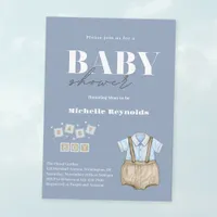  Watercolor Baby Boy Clothing Baby Shower Invitation