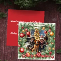 Festive Family Photo Holiday Wreath Greeting Card