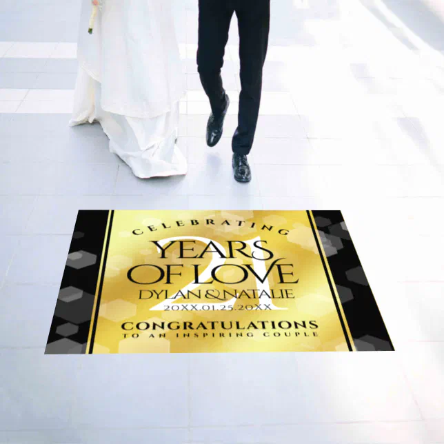 Elegant 21st Brass Wedding Anniversary Celebration Floor Decals