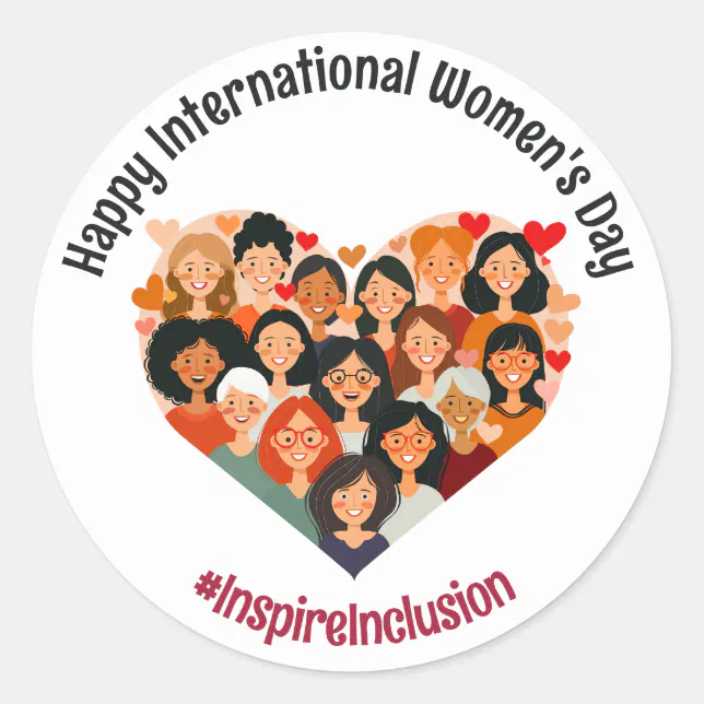 International Women's Day | IWD March 8 | Heart Classic Round Sticker
