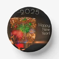 2025 / 202x wishes with fireworks and bubbles paper bowls