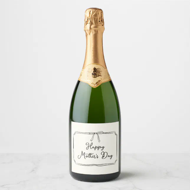 Trendy Coquette Bow Happy Mother's Day Champagne Sparkling Wine Label