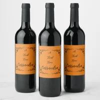 Halloween Pumpkin Orange Personalized Wine Label