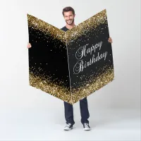 Biggest Black and Gold Glitter Happy Birthday Card