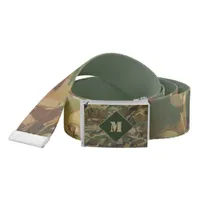 Army Green and Brown Leaves Camo Print Fishing Belt