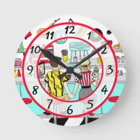 1950's Couple Holding Hands at  Diner  Round Clock