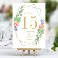 Watercolor Succulent Terrarium Wedding Table Number