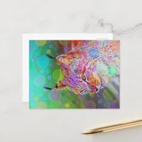 Smiling, colorful lynx - abstract postcard