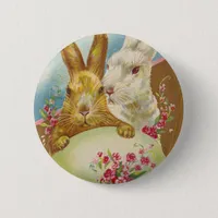 Rabbit Easter Greetings Vintage Button