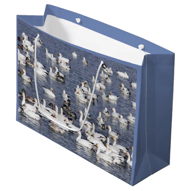 A Flock of Snow Geese at the Beach Large Gift Bag