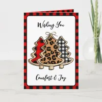 Buffalo Plaid,  Gingham and Leopard Print Christma Card