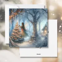 African-American Fairy Decorating Christmas Tree Holiday Card