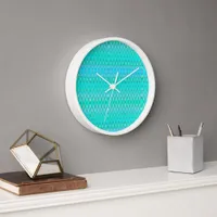 Modern zigzag pattern - waves in turquoise clock