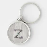 Z Floral Monogram Modern Minimalist Keychain