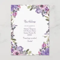 New Address|Purple Floral Moving Notification Postcard