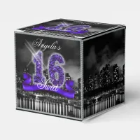 City Lights Sweet Sixteen Purple ID119 Favor Boxes
