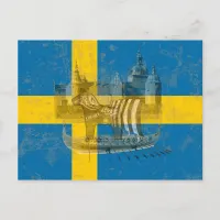 Flag and Symbols of Sweden ID159 Postcard