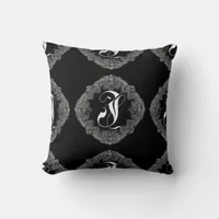 Elegant Goth Initial J Throw Pillow