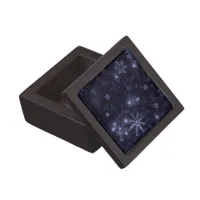 Snowflakes with Midnight Blue Background Keepsake Box