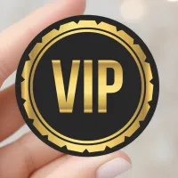 Gold and Black Circle VIP Party Pass Classic Round Sticker