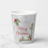 Winter Pines and Holly Paper cup