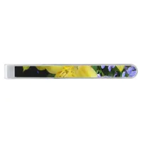 Alstroemeria and Lilac Silver Finish Tie Clip